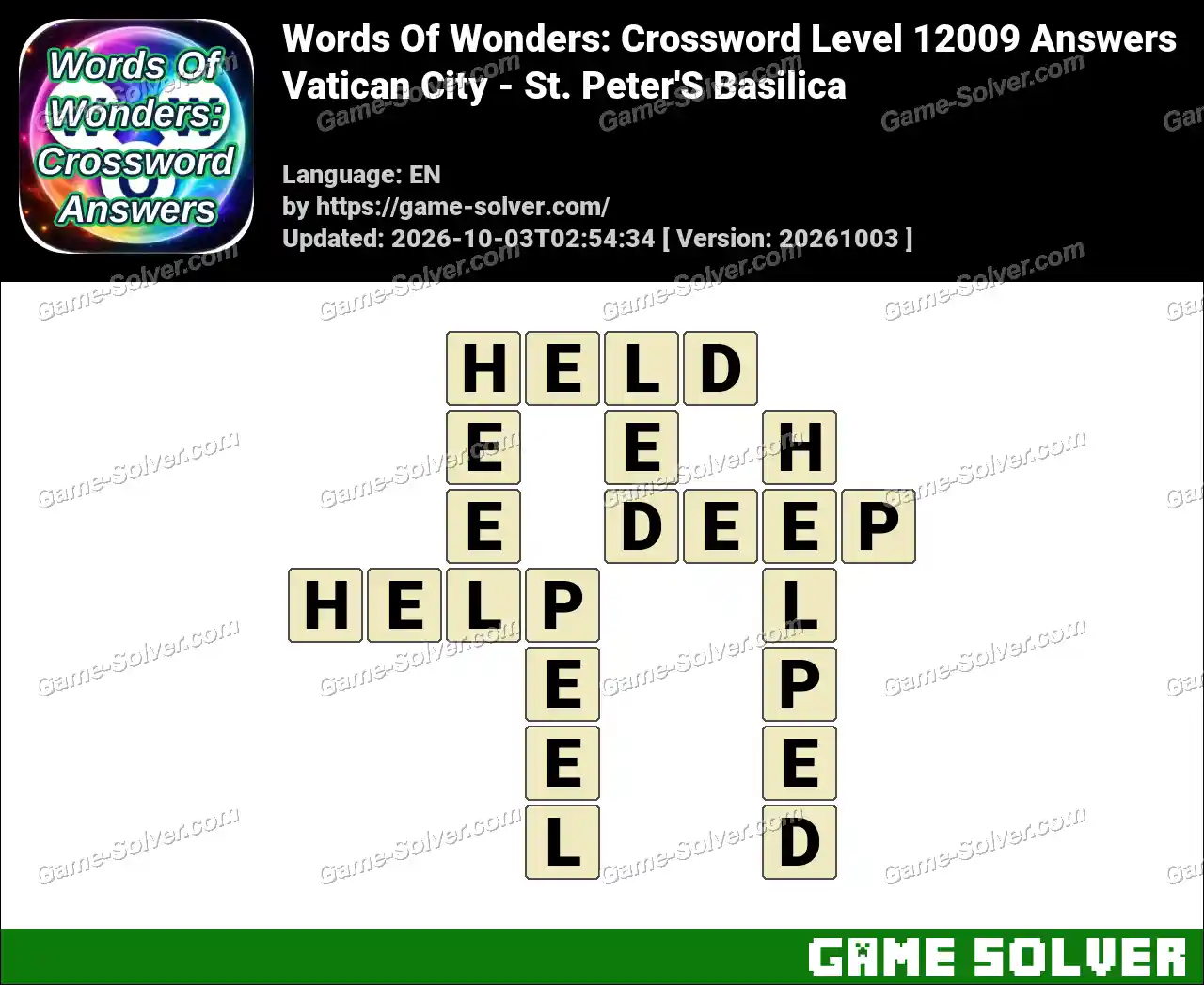 Words Of Wonders: Crossword Level 12009 Answers – Vatican City – St. Peter’S Basilica